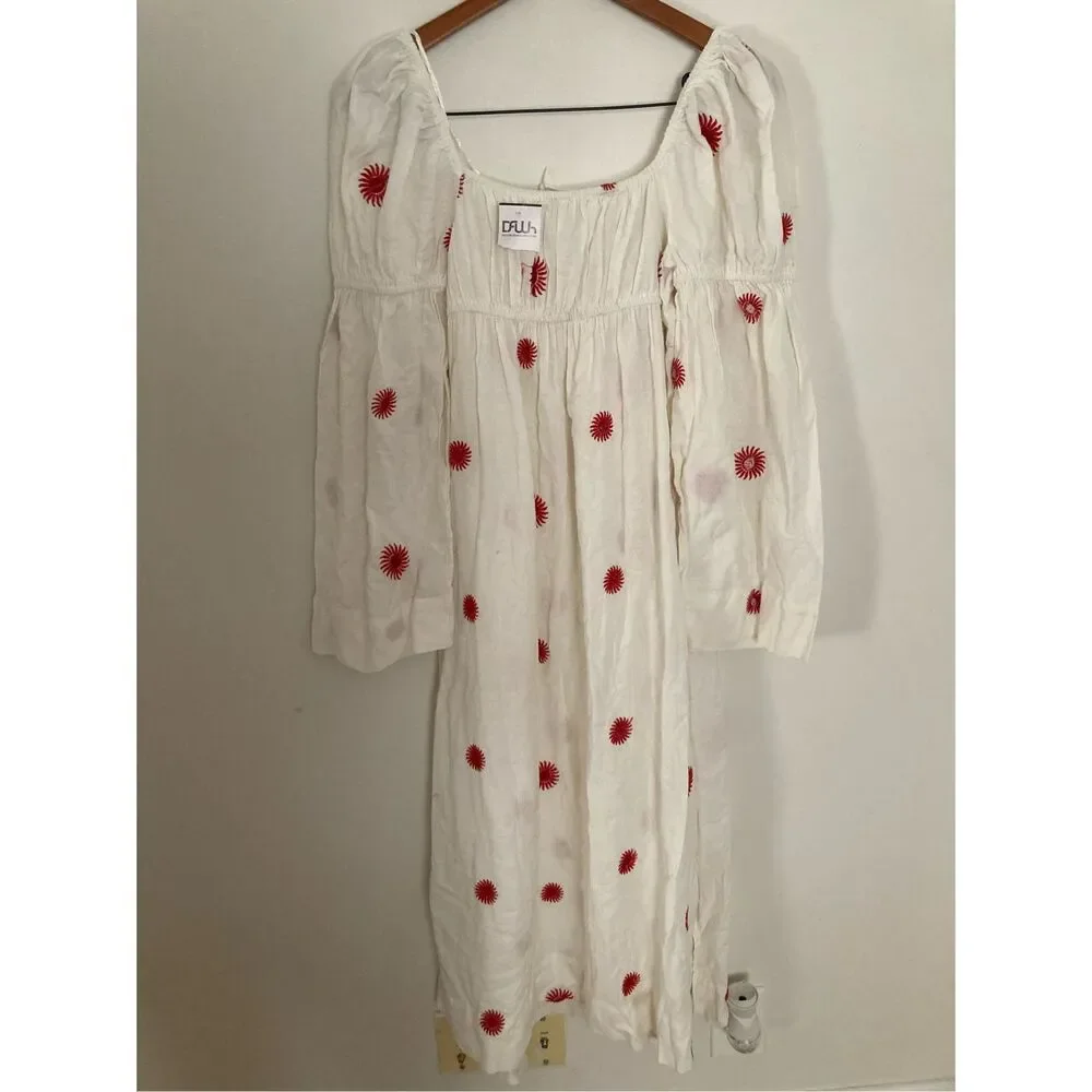 Free People Emory Embroidered Midi Dress S - Picture 7 of 7